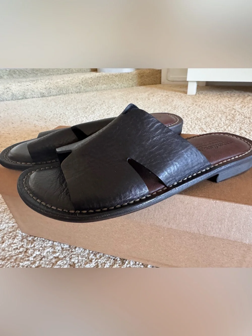 Astorflex Men's Brown Leather Slide Sandals